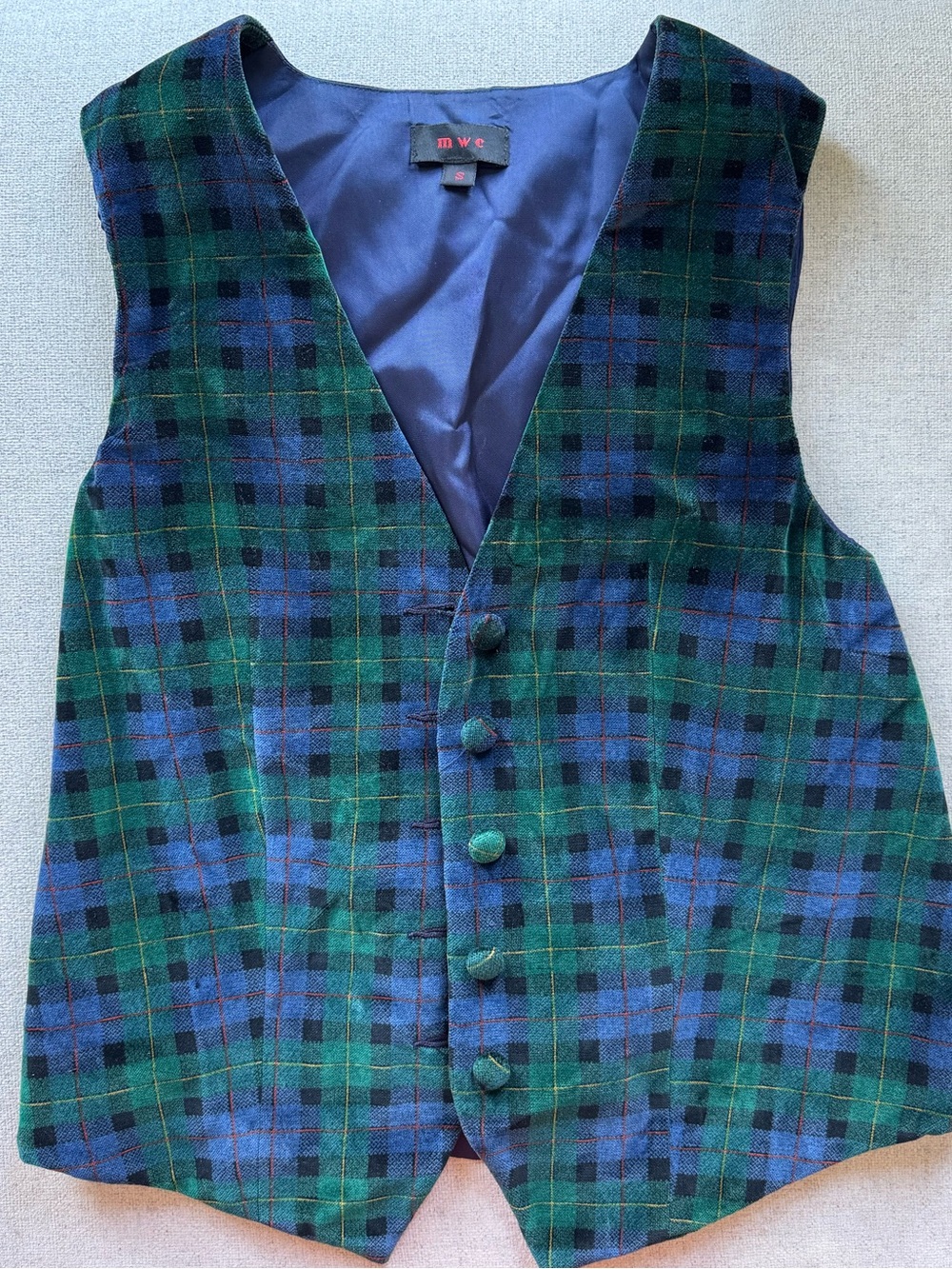Green & Blue Plaid Women’s Vest (S)